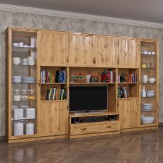 Мини стенка для гостиной цвета дуб крафт золотой