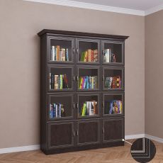 Широкий шкаф для книг библиотека цвета патина венге