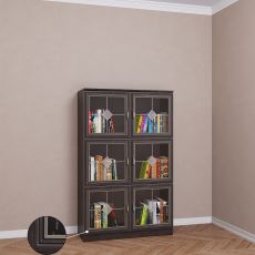Низкий книжный шкаф со стеклом библиотека цвета патина венге