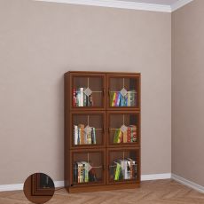 Невысокий книжный шкаф со стеклом библиотека цвета патина донской орех