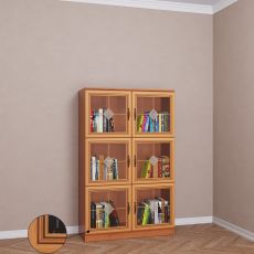 Низкий книжный шкаф со стеклом библиотека цвета патина ольха