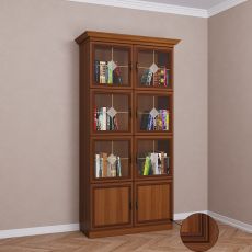 Книжный шкаф со стеклянными дверями библиотека цвета патина донской орех