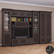 Большая стенка для гостиной со шкафом цвета патина венге