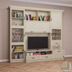 Мини стенка для гостиной мини цвета патина молочный дуб