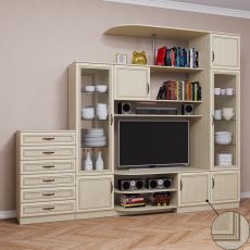 Модульная мини стенка для гостиной цвета патина молочный дуб