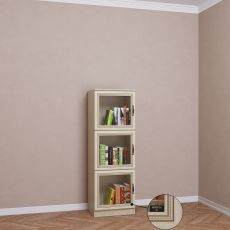 Книжный шкаф со стеклянными дверями библиотека пенал цвета патина молочный дуб