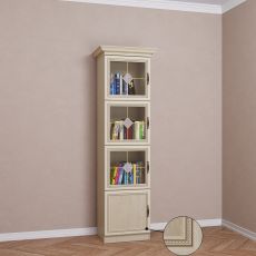 Одностворчатый книжный шкаф со стеклянными дверцами библиотека цвета патина молочный дуб
