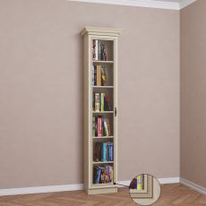 Узкий книжный шкаф со стеклом цвета патина молочный дуб