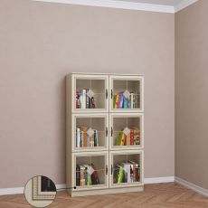 Низкий книжный шкаф со стеклом библиотека цвета патина молочный дуб