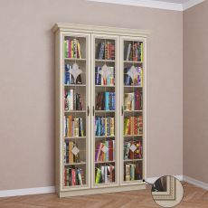 Трехдверный книжный шкаф цвета патина молочный дуб