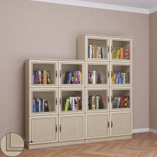 Книжный шкаф со стеклянными дверцами библиотека цвета патина молочный дуб