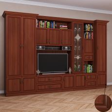 Большая стенка для гостиной со шкафом цвета патина итальянский орех