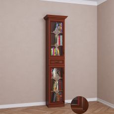 Однодверный книжный шкаф со стеклянными дверями с ящиками цвета патина итальянский орех