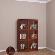 Низкий книжный шкаф со стеклом библиотека цвета патина итальянский орех