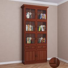 Книжный шкаф со стеклянными дверцами библиотека цвета патина итальянский орех