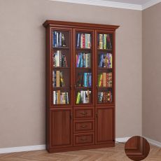 Широкий книжный шкаф с ящиками цвета патина итальянский орех