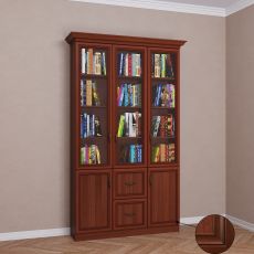 3-створчатый книжный шкаф со стеклянными дверями цвета патина итальянский орех