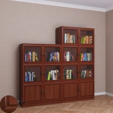 Книжный шкаф со стеклянными дверцами библиотека цвета патина итальянский орех