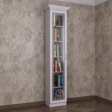 Однодверный книжный шкаф со стеклом белого цвета