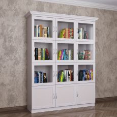 Широкий шкаф для книг библиотека белого цвета