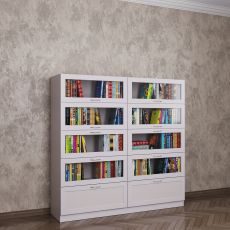 Книжный шкаф со стеклянными дверями библиотека белого цвета