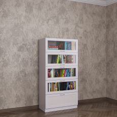 Книжный шкаф со стеклянными дверцами библиотека белого цвета