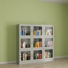 Невысокий книжный шкаф библиотека цвета белый глянец