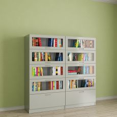 Книжный шкаф со стеклянными дверями библиотека цвета белый глянец