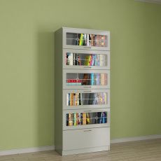 Книжный шкаф библиотека цвета белый глянец