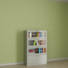 Невысокий книжный шкаф библиотека цвета белый глянец