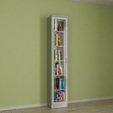 Книжный шкаф со стеклом шириной 40-45 см цвета белый глянец