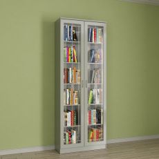 Двухстворчатый книжный шкаф цвета белый глянец