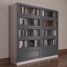 Книжный шкаф со стеклянными дверями библиотека цвета амадеус графит