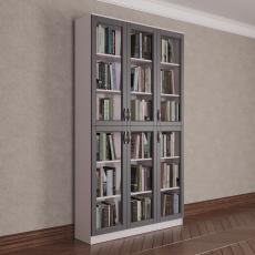 Трехдверный шкаф для книг цвета амадеус серый