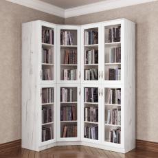 Книжный шкаф угловой цвета амадеус белый матовый