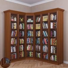 Большой угловой шкаф под книги цвета патина донской орех