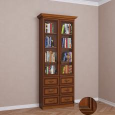 2-створчатый книжный шкаф со стеклянными дверцами с ящиками для мелочей цвета патина донской орех
