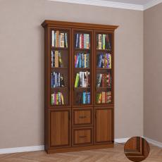 3-дверный книжный шкаф со стеклянными дверями цвета патина донской орех