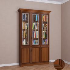 Трехстворчатый книжный шкаф со стеклом цвета патина донской орех
