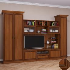 Широкая стенка для гостиной горка цвета патина донской орех