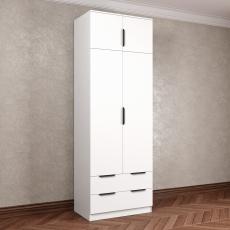 Двухстворчатый шкаф с ящиками цвета вена белый матовый