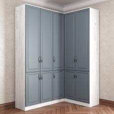 Широкий распашной угловой шкаф цвета версаль голубой