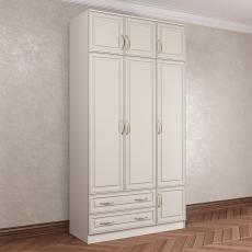 Широкий шкаф для одежды и белья с выдвижными ящиками цвета версаль кашемир